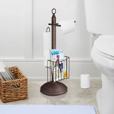 Freestanding Toilet Tissue Holder With Storage Bronze - Nu Steel 1 Freestanding Toilet Tissue Holder With Storage Bronze - Nu Steel