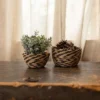 Set Of 2 Braid Woven Baskets Black & Natural Rope By Foreside Home & Garden