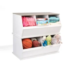 Badger Basket Two Bin Stackable Storage Cubby White/Gray Woodgrain 18 Badger Basket Two Bin Stackable Storage Cubby White/Gray Woodgrain -Storage Store GUEST 7eb89f7a 56dd 4ae5 9540 21475774645e