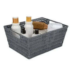 Simplify 3pc Rattan Tote Set With Sterling Silver Handles Charcoal -Storage Store GUEST 7fb123ef 5f04 4da2 9e4e 1ac05984aeb2