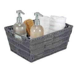 Simplify 3pc Rattan Tote Set With Sterling Silver Handles Charcoal -Storage Store GUEST 80447a20 d0bb 455c 9c50 044d7c6ddac4