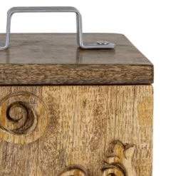 Scroll Carved Trinket Box Mango Wood & Metal - Foreside Home & Garden -Storage Store GUEST 806056e1 04fd 41a9 8d1a 2eaf68de8c1c