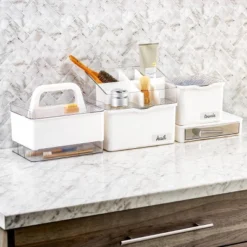 Medium Stacking Bin With Lid Clear/White - Madesmart -Storage Store GUEST 80a6e767 3d8d 48bc bbb2 6622010ed7d2