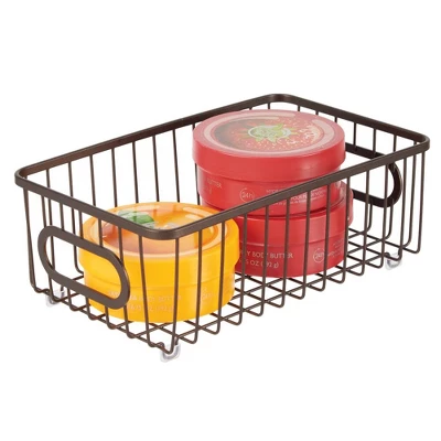 MDesign Metal Bathroom Storage Organizer Basket Bin, 4 Pack 2 MDesign Metal Bathroom Storage Organizer Basket Bin, 4 Pack - Image 2