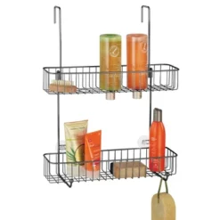 MDesign Wide Metal Over Door Hanging Shower Caddy, 2 Hooks And Baskets -Storage Store GUEST 82babdd6 fa98 428c b08e 36b6517e5bd3