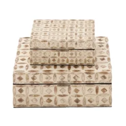 Set Of 2 Wooden Boxes With Pattern - Olivia & May -Storage Store GUEST 82c90f53 d8fa 440b a1d4 dfca45ba296c