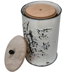 Set Of 3 Cream And Gray Floral Metal Decorative Storage Canisters - Foreside Home & Garden -Storage Store GUEST 837173fa b544 4ec5 a26f 4441d869ff49