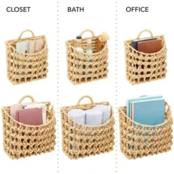 MDesign Hyacinth Home Storage Wall Mount Basket, Set Of 2 -Storage Store GUEST 844e4e81 39f4 4af6 8603 7c60e50eb71a
