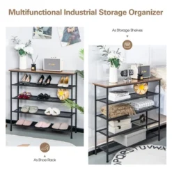 Shoe Rack 5-Tier Shoe Storage Organizer W/4 Metal Mesh Shelves For 16-20 Pairs 14 Shoe Rack 5-Tier Shoe Storage Organizer W/4 Metal Mesh Shelves For 16-20 Pairs -Storage Store GUEST 849189f8 87f2 4b18 b53a 97ae15afbc84