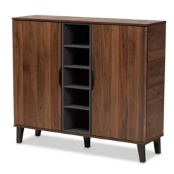 2 Door Idina Mid-Century Wood Shoe Cabinet - Baxton Studio -Storage Store GUEST 88416657 dee1 4ce1 b9a7 94079f0b220e
