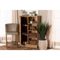 1 Door Eren Farmhouse Natural Wood Shoe Cabinet Brown - Baxton Studio -Storage Store GUEST 890a213c 7787 4ccf 9663 50092dabcaaf