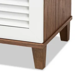 Coolidge 4 Shelf Wood Shoe Cabinet White/Walnut - Baxton Studio -Storage Store GUEST 89e8ba65 3b48 4604 8bb9 0122186cba9b