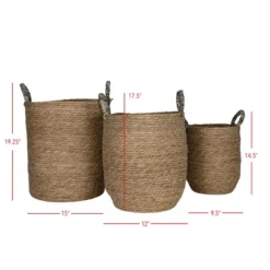 Set Of 3 Baskets Brown Woven Seagrass By Foreside Home & Garden 9 Set Of 3 Baskets Brown Woven Seagrass By Foreside Home & Garden -Storage Store GUEST 8ac78aa1 73e7 4bb0 af14 a37f3c184e2f