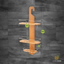 JumblWare Bamboo Shower Caddy, Hanging 3-Tier Shower Organizer -Storage Store GUEST 8b442583 5d17 4a02 9dd4 321437b4d84c