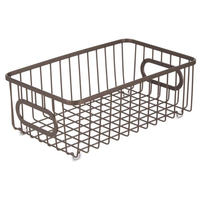 MDesign Metal Bathroom Storage Organizer Basket Bin, 4 Pack 4 MDesign Metal Bathroom Storage Organizer Basket Bin, 4 Pack - Image 4