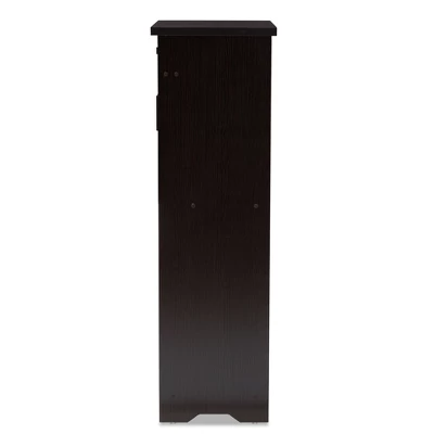 Bienna Modern And Contemporary Finished Shoe Cabinet Dark Brown - Baxton Studio 3 Bienna Modern And Contemporary Finished Shoe Cabinet Dark Brown - Baxton Studio - Image 3