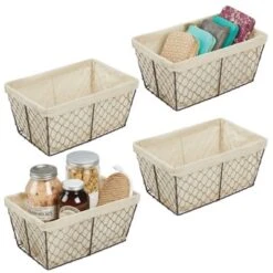 MDesign Medium Chicken Wire Storage Basket, Fabric Liner -Storage Store GUEST 8ffb7b12 a2e7 42dd 9b04 b4e5e999b490