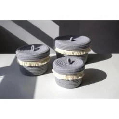 Assorted Set Of 3 Round Dharma Organizer Baksets - Gray - Shiraleah