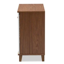 Coolidge 4 Shelf Wood Shoe Cabinet White/Walnut - Baxton Studio -Storage Store GUEST 91b78661 773c 420d ae5b f097e4dddab5
