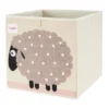 3 Sprouts Kids Children's Collapsible Felt Storage Cube Bin Box For Cubby Shelves And Playroom, Gray Sheep With Polka Dots (2 Pack)