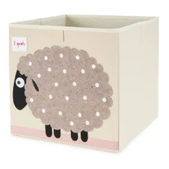 3 Sprouts Kids Children's Collapsible Felt Storage Cube Bin Box For Cubby Shelves And Playroom, Gray Sheep With Polka Dots (2 Pack)