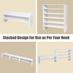 Tangkula 2-tier Stackable Shoe Rack 31" Width Organizer Shelf Set Of 3 White/Tan -Storage Store GUEST 93349199 054e 4b93 8d12 49b3ece4030a 1