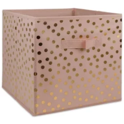 Set Of 4 11" X 11" X 11" Nonwoven Polyester Dots Millennial Square Storage Cube Pink & Gold - Design Imports -Storage Store GUEST 95ffc422 a539 482a b3c7 dd71b101a9a3