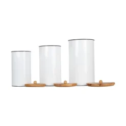 Set Of 3 White Enamel Metal Lidded Decorative Storage Canisters - Foreside Home & Garden -Storage Store GUEST 9a1ddd42 fea1 44db a88b db12246ab531