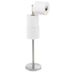 MDesign Toilet Paper Roll Holder Stand/Dispenser - Brushed Stainless - Bronze -Storage Store GUEST 9aa5ac44 c607 4f5e 9160 a791ccdbb8a5