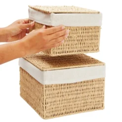 Juvale Juvale 2-Pack Storage Basket With Lids, Wicker Shelf Baskets For Bathroom Organization And Home Décor (2 Sizes) -Storage Store GUEST 9be90d6a 7310 4483 9310 94235350146a