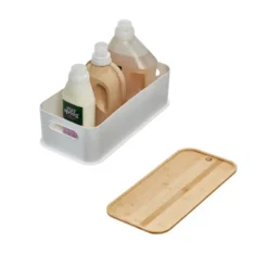 Large Handled Bin With Bamboo Lid Coconut - IDESIGN -Storage Store GUEST 9eed0919 60a5 4097 8ddc fe9de675ad03