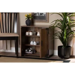2 Door Cyrille Wood Shoe Cabinet Brown - Baxton Studio 14 2 Door Cyrille Wood Shoe Cabinet Brown - Baxton Studio -Storage Store GUEST 9f22d16b 0bd9 42dd 8620 5cec17f393db