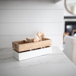 White Wood Caddy - Foreside Home & Garden -Storage Store GUEST 9f9411b5 9b12 4a7e 9781 b55e182f1e61