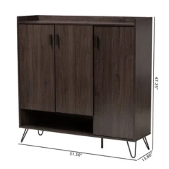 Baldor Wood 3 Door Shoe Cabinet Dark Brown - Baxton Studio -Storage Store GUEST a0736b4d a3d0 48f7 8f3d 3e2b1beeb3d0