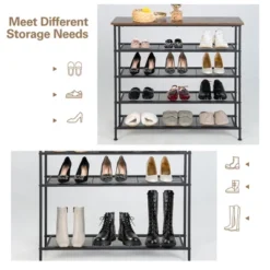 Shoe Rack 5-Tier Shoe Storage Organizer W/4 Metal Mesh Shelves For 16-20 Pairs 15 Shoe Rack 5-Tier Shoe Storage Organizer W/4 Metal Mesh Shelves For 16-20 Pairs -Storage Store GUEST a3e5c27e a5be 450b ba2b 481f0eec9a88