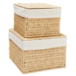 Juvale Juvale 2-Pack Storage Basket With Lids, Wicker Shelf Baskets For Bathroom Organization And Home Décor (2 Sizes) -Storage Store GUEST a4957b5b c5ac 4fba be44 c706cfe1fb74