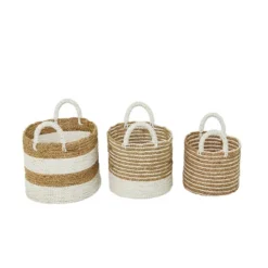 Set Of 3 Seagrass Storage Baskets Brown/White - Olivia & May -Storage Store GUEST a54662af 38c4 4cbb 8539 3d19d894ceb1