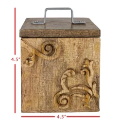 Scroll Carved Trinket Box Mango Wood & Metal - Foreside Home & Garden -Storage Store GUEST a65a84c4 e619 429c b22f 30881f2f4d13