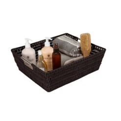 Simplify Rattan Tote With Sterling Silver Handles Chocolate -Storage Store GUEST a96ed119 6d79 4196 a9f1 9becb028f133