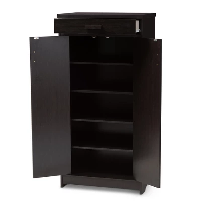 Bienna Modern And Contemporary Finished Shoe Cabinet Dark Brown - Baxton Studio 1 Bienna Modern And Contemporary Finished Shoe Cabinet Dark Brown - Baxton Studio