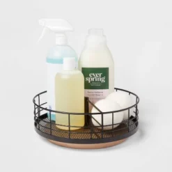 Divided Turntable Black Wire With Natural Wood - Brightroom™ -Storage Store GUEST aa83c3b1 19ba 41dd ba5d e1b86512a437