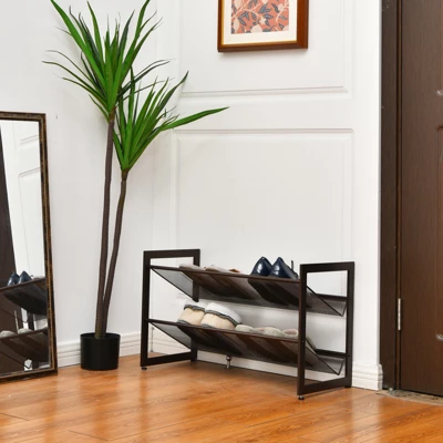 Tangkula Iron Shoe Shelf 2/3/4-Tier Space Saving Layered Shoes Shelving Shoes Storage Organizer 2 Tangkula Iron Shoe Shelf 2/3/4-Tier Space Saving Layered Shoes Shelving Shoes Storage Organizer - Image 2
