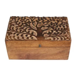 Set Of 3 Rustic Carved Mango Wood Boxes - Olivia & May -Storage Store GUEST ab86b07b f781 42a8 8897 7aefc4ce487b