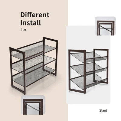 Costway 2-Tier3-Tier4-Tier Shoe Rack Adjustable To Flat Or Slant Shoe Organizer Holder Stand 3 Costway 2-Tier3-Tier4-Tier Shoe Rack Adjustable To Flat Or Slant Shoe Organizer Holder Stand - Image 3