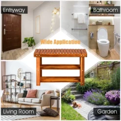 Costway 3-Tier Wood Shoe Rack 27.5' Shoe Bench Freestanding Boots Organizer Heavy-duty -Storage Store GUEST ad04b294 dfa5 4e81 bdf9 81f3f54b29c0