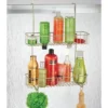 MDesign Wide Metal Over Door Hanging Shower Caddy, 2 Hooks And Baskets
