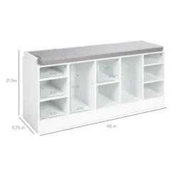 Best Choice Products 46in Shoe Storage Organization Rack Bench For Entryway, Bedroom W/ Padded Seat, 10 Cubbies - White -Storage Store GUEST affdd3bd 2cd5 4200 935a 0f89cc81b6f2