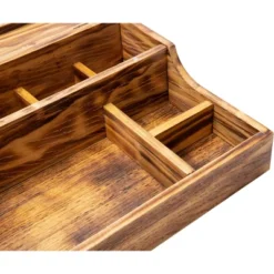 Mind Reader Nightstand Valet Tray, Phone Watch Holder, Bedroom Desk Organizer, Cosmetic Accessory Storage, Jewelry Box With 7 Compartments, Burnt Wood, Brown -Storage Store GUEST b069e93a 0fe7 48ce 94ec 0b659f57a2be