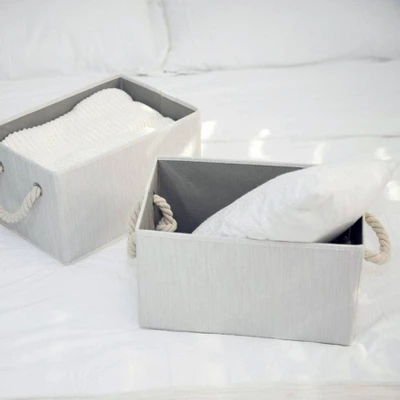 WeThinkStorage 2pk 20L Foldable Organizing Storage Bin With Rope Handle 1 WeThinkStorage 2pk 20L Foldable Organizing Storage Bin With Rope Handle