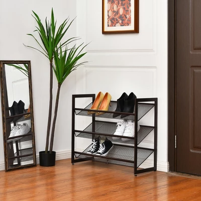 Costway 2-Tier3-Tier4-Tier Shoe Rack Adjustable To Flat Or Slant Shoe Organizer Holder Stand 1 Costway 2-Tier3-Tier4-Tier Shoe Rack Adjustable To Flat Or Slant Shoe Organizer Holder Stand